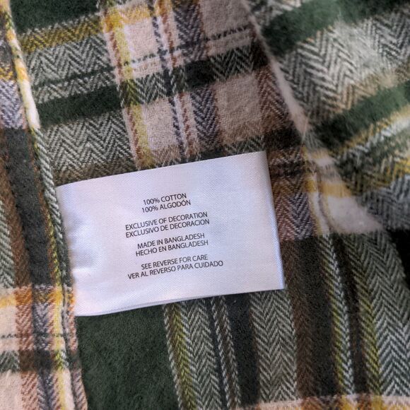 Eddie Bauer Men's Flannel Button-Up Shirt Green Plaid Medium Long Sleeve Cotton - Picture 9 of 12